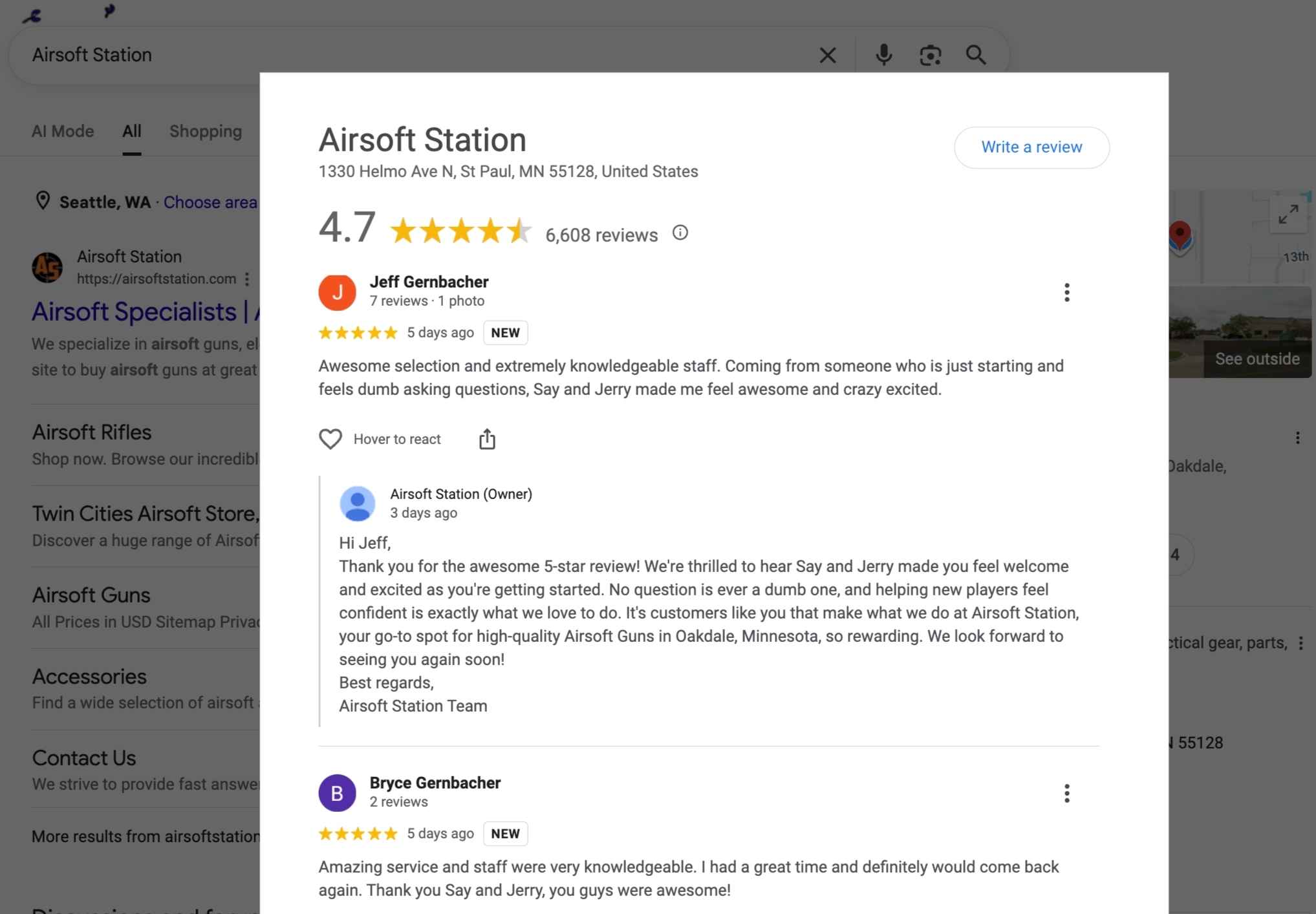 GMB reviews